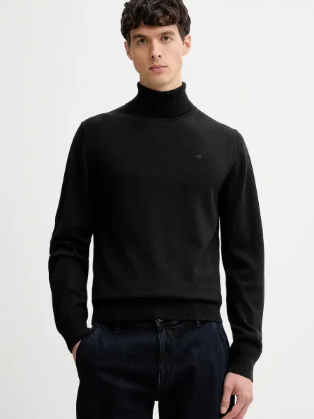 G-Star sweter wełniany 0 z golferm czarny