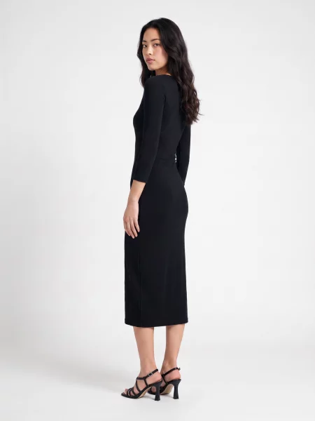 Dlhý šaty Lauren Ralph Lauren s dlhými rukávmi čierna
