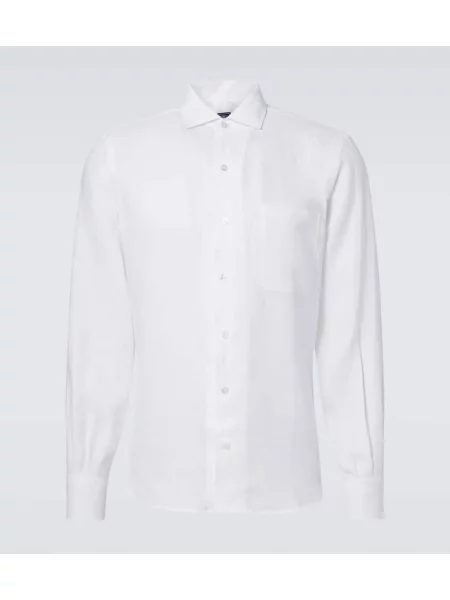 Lněná košile Fedeli bílá