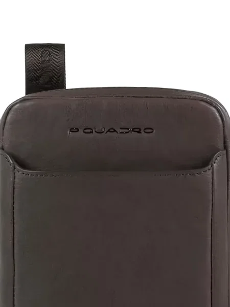 Rucsac Piquadro din piele cu autograf maro