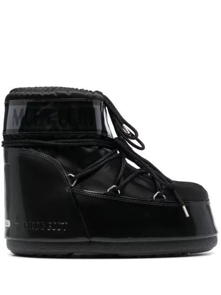 Botine Moon Boot cu șireturi din dantelă chunky negru