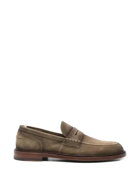 Pantofi loafer Officine Creative din piele de căprioară verde