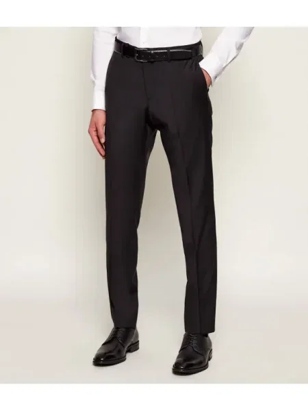 BOSS BLACK De lână pantaloni | Slim Fit negru
