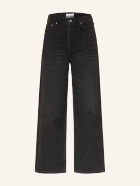 Ganni Široké Džíny Lari black washed černé