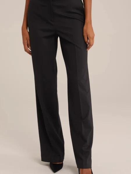 WE Fashion Pantaloni cu dungă negru