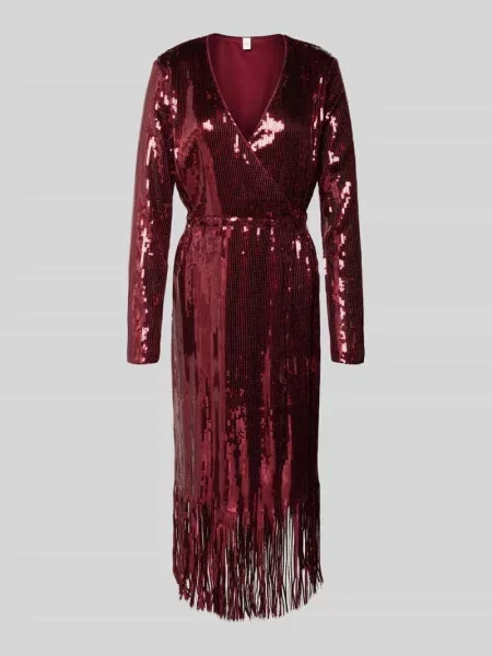 Sukienka koktajlowa o długości do kolan z cekinami model ‘TIO’ Y.a.s bordowa