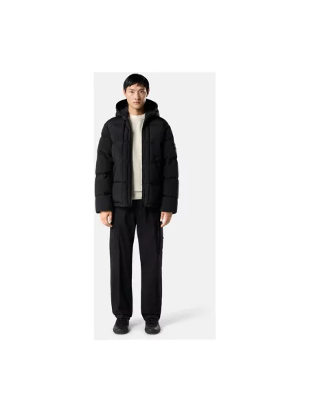 Kurtka puchowa Stone Island z kapturem z kamieniami czarna