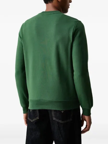 Pulover Lacoste cu decolteu rotund cu autograf verde