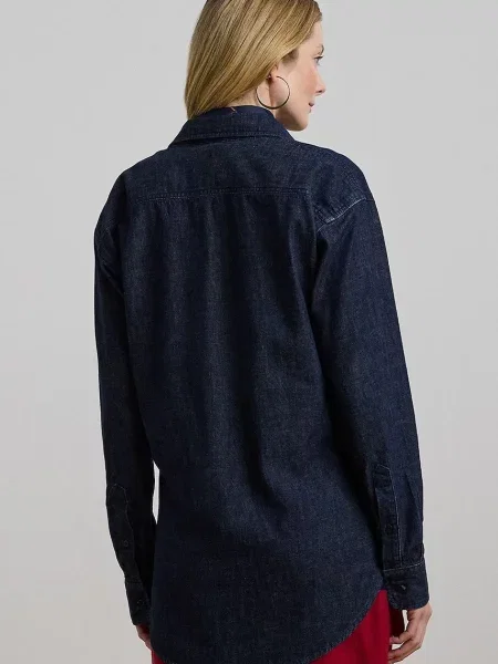 Lauren Ralph Lauren koszula jeansowa niebieski relaxed z kołnierzykiem klasycznym granatowa