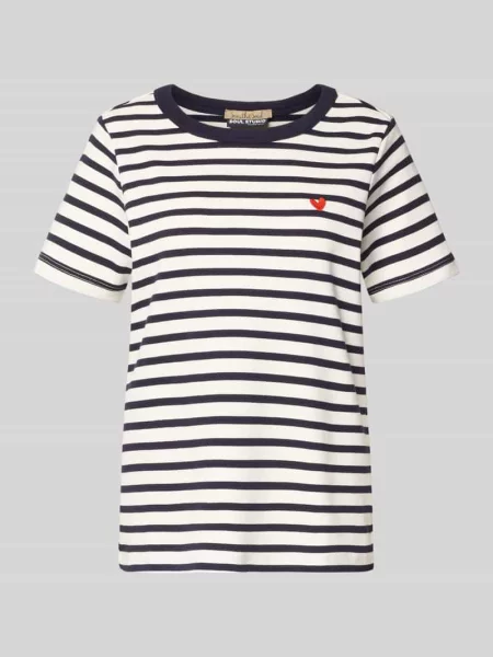 T-shirt z okrągłym dekoltem i przeszyciami Smith And Soul granatowa