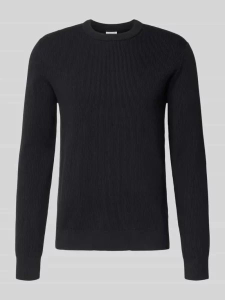 Sweter z dzianiny o kroju relaxed fit z okrągłym dekoltem Lindbergh czarny