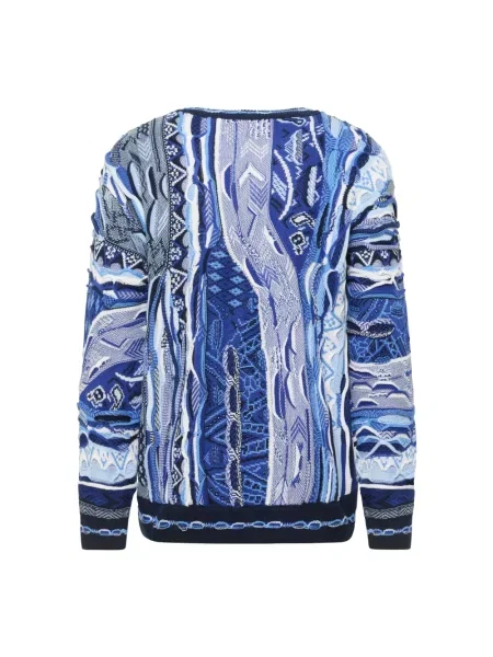 Sweter Carlo Colucci z nadrukiem niebieski