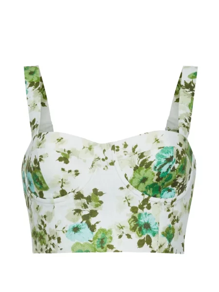 Top Cara Cara cu model floral cu imagine alb
