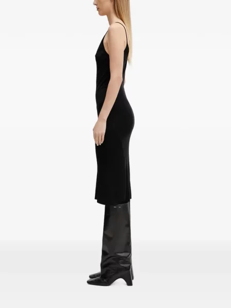 Презрамки миди рокля Rick Owens Lilies с V-образно деколте черно