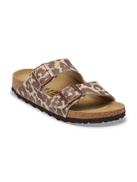 Superge Birkenstock s potiskom iz semiša z leopardjim vzorcem bež