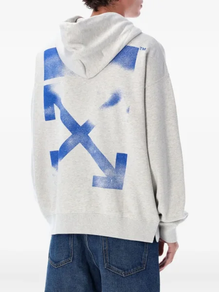 Hanorac cu glugă Off-white cu imagine alb