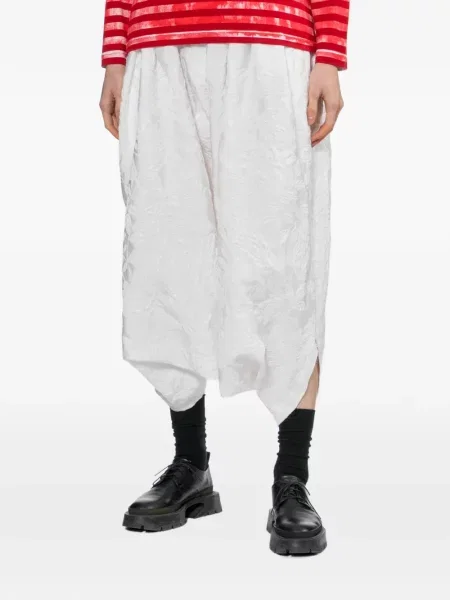 Siuvinėtos gėlėtos kelnės Comme Des Garçons balta