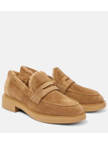 Pantofi loafer Gianvito Rossi din piele de căprioară bej
