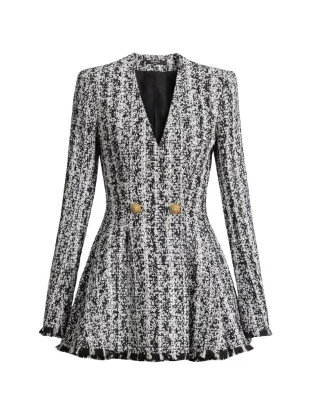 Rochie Balmain din tweed evazată negru