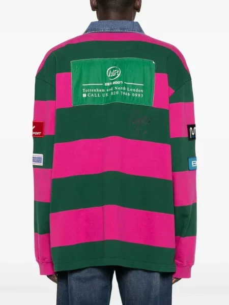 Поло тениска Martine Rose на райета зелено