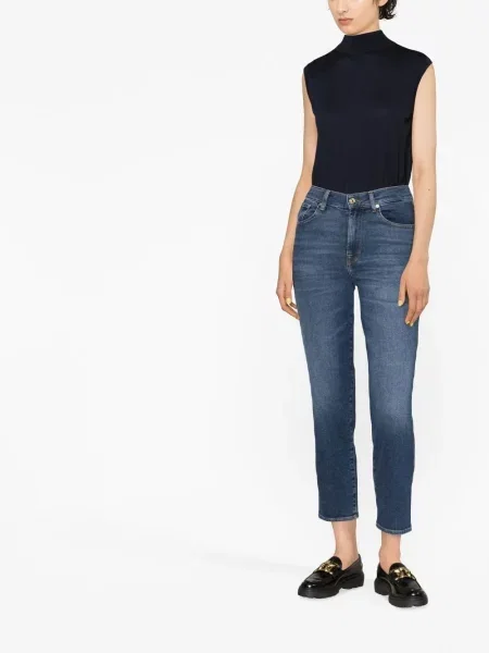 Zkrácené skinny skinny džíny 7 For All Mankind modré