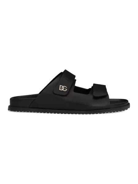 Klapki Dolce And Gabbana skórzane czarne