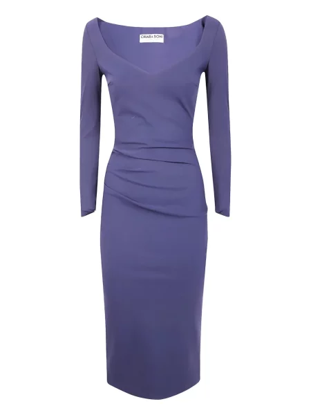Sukienka maxi Chiara Boni La Petite Robe drapowana do kolan garniturowa fioletowa
