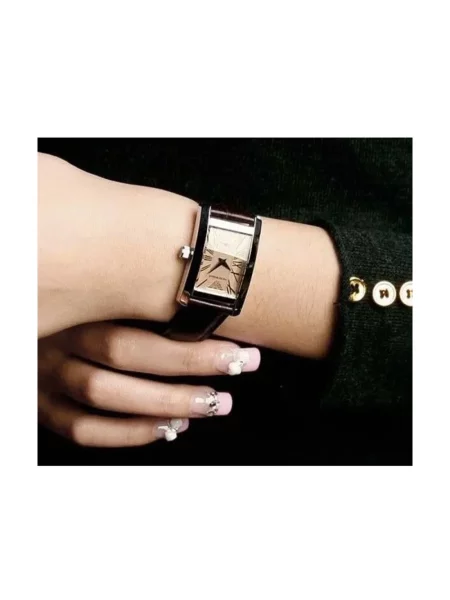 Zegarek Emporio Armani skórzany klasyczny szary