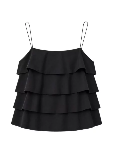 Top Iro cu volane cu bretele negru