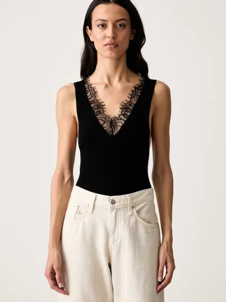 Pinko top tricotat pentru femei cu lână negru