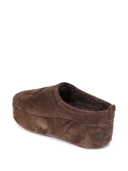 Papuci tip mules Balenciaga din piele de căprioară cu platformă maro
