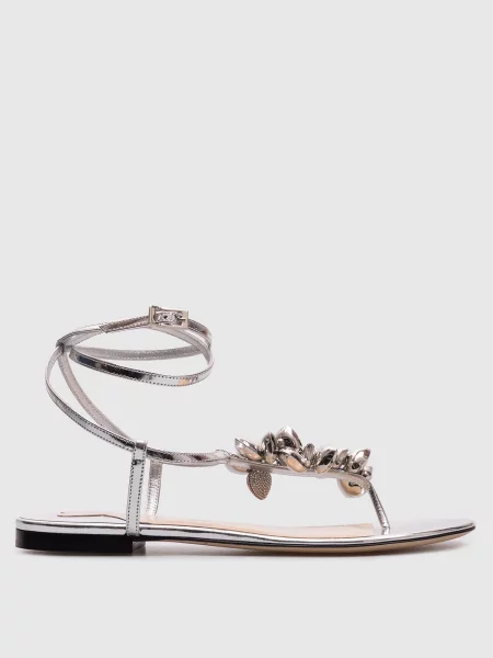 Сріблясті шкіряні лаковані босоніжки Puffy Heart Mach&mach