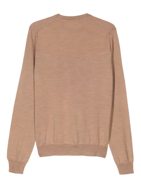 Sweter Jil Sander z okrągłym dekoltem brązowy
