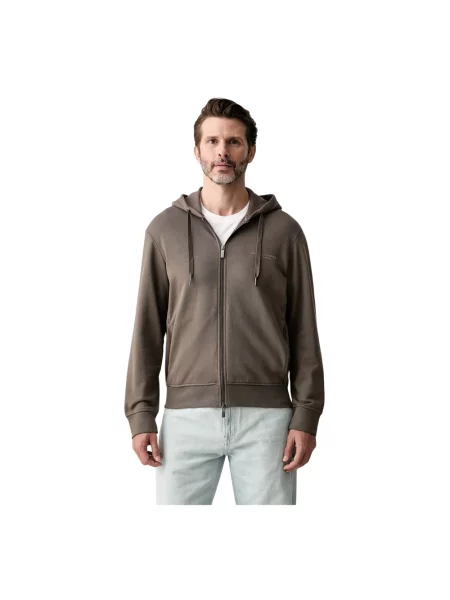 Armani Exchange bluza rozpinana z kapturem brązowa