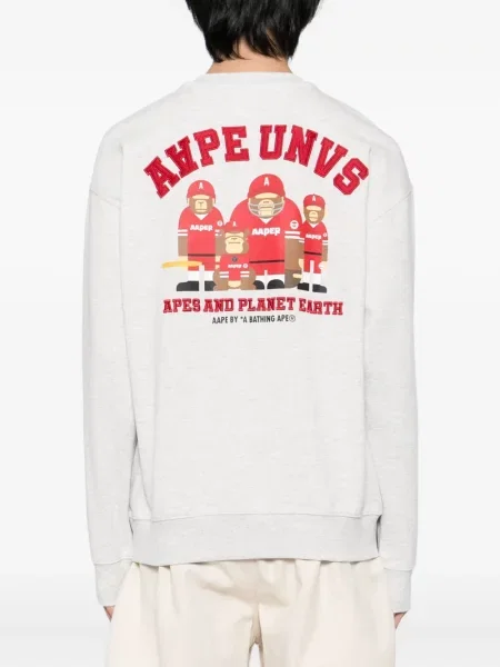 Hanorac Aape By A Bathing Ape cu broderie gri