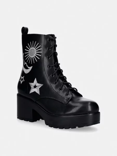 Koi Footwear botine Astro Silver Star Moon Chunky Boots negru