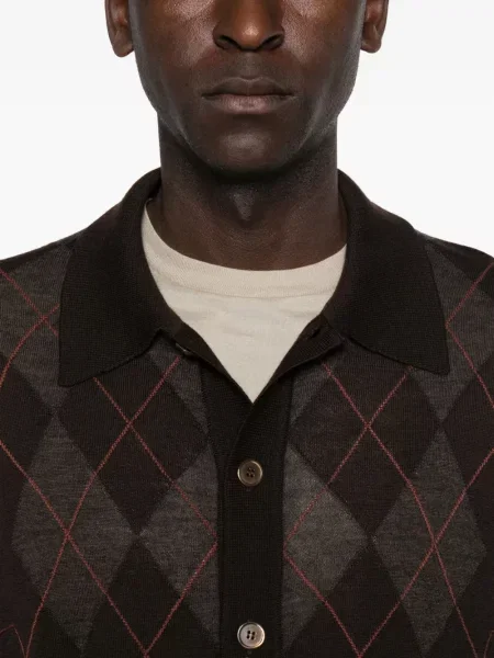 Cardigan Our Legacy tricotate cu model argyle maro