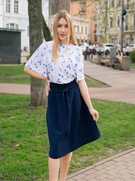 Спідниця міді LadyLike бавовна/поліестер синій