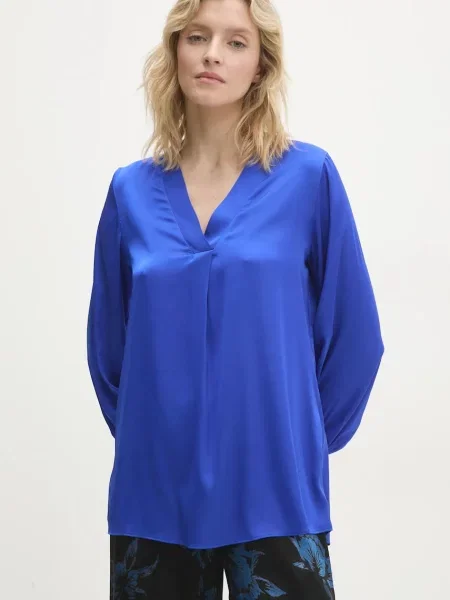 Блуза Answear Lab с изчистен дизайн тъмносиньо