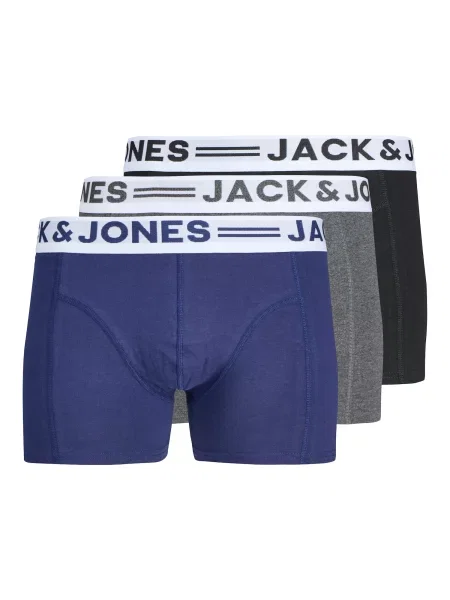 JACK & JONES Boksarice Sense temno modra / temno siva / črna / off-bela bela