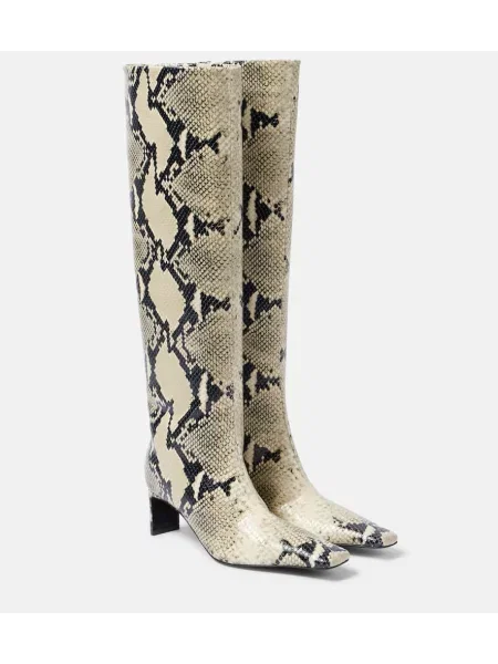 Cizme Khaite din piele cu model piele de șarpe