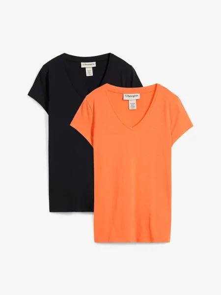 T-shirt z czystej bawełny organicznej 2 szt. czarna