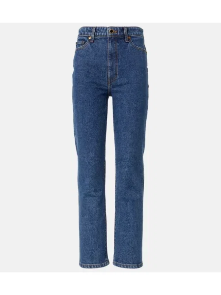 Blugi drepți Khaite cu talie înaltă albastru