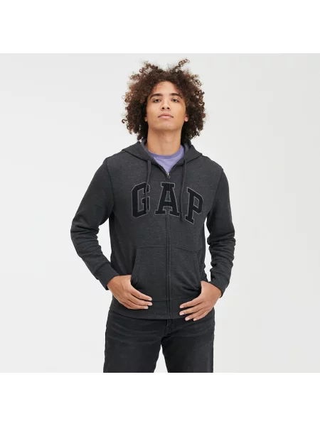 Суитшърт GAP Logo Fullzip Hoodie New Charcoal Grey S сиво