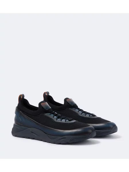 Sneakerși Santoni din piele albastru
