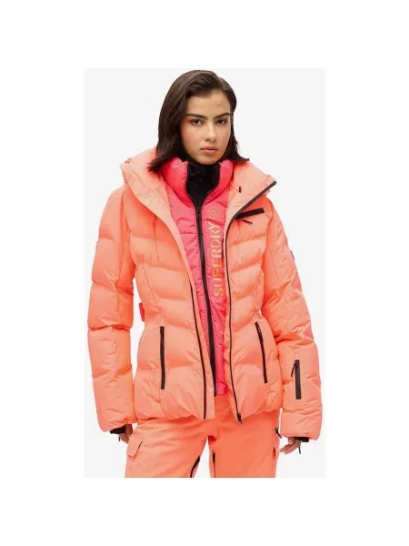 Kurtka Superdry Ski Luxe Puffer z kapturem coral M różowa