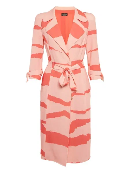 Sukienka midi Elisabetta Franchi z nadrukiem w abstrakcyjne wzory do kolan pomarańczowa