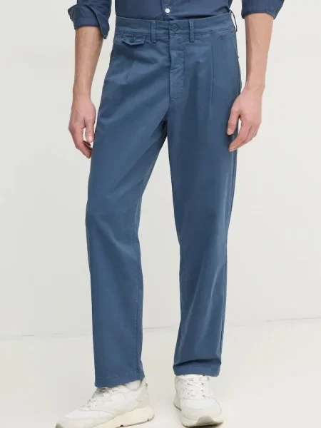 Kalhoty Pepe Jeans RELAXED COMFORT PLEATED CHINO ve střihu chinos modrá