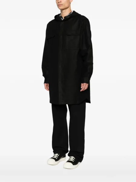 Palton Rick Owens cu glugă negru