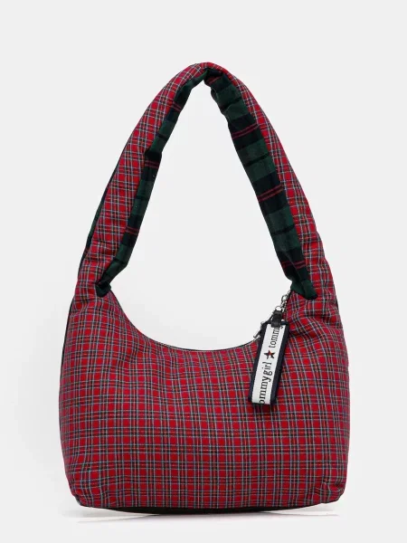 Geanta crossbody Tommy Jeans în carouri verde